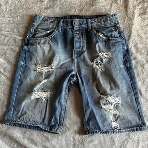 Pull&Bear Distressed Denim Shorts Men’s 42/32 Ripped Jean Shorts Blue